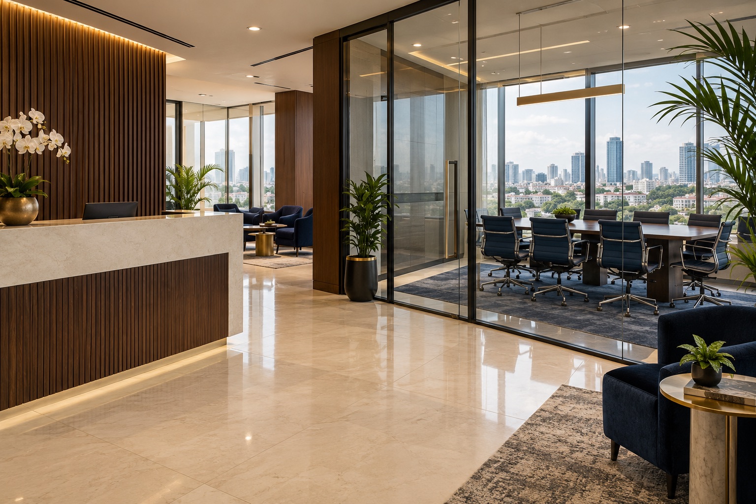 Contemporary professional office reception and meeting room